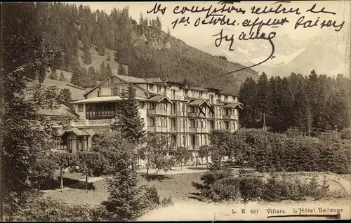 Ak Villars Burquin Kanton Waadt, Hotel Beilevue, Außenansicht