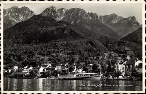 Ak St. Gingolph Lac Léman Kanton Wallis, et le Grammont