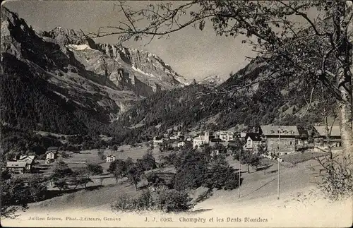 Ak Champéry Kanton Wallis,  les Dents Blanches, Panoramaaufnahme