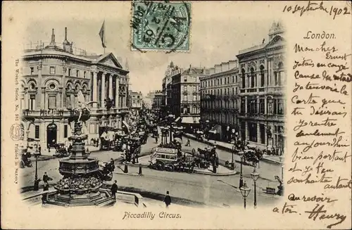 Ak London City England, Picadilly Circus