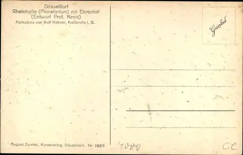 Ak Düsseldorf am Rhein, Rheinhalle, Planetarium mit Ehrenhof