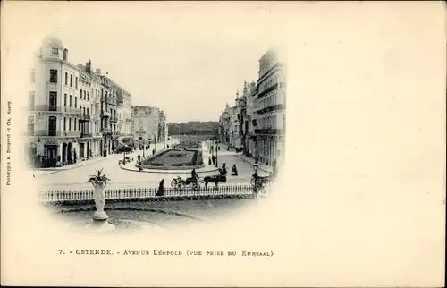 Ak Oostende Ostende Westflandern, Avenue Leopold, Kursaal