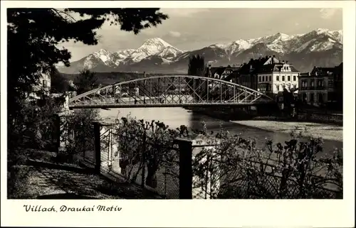 Ak Villach in Kärnten, Draukai Motiv, Brücke