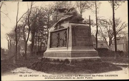 Ak Le Crotoy Somme, le Monument des Freres Caudron, Jardin Public, Denkmal, Park