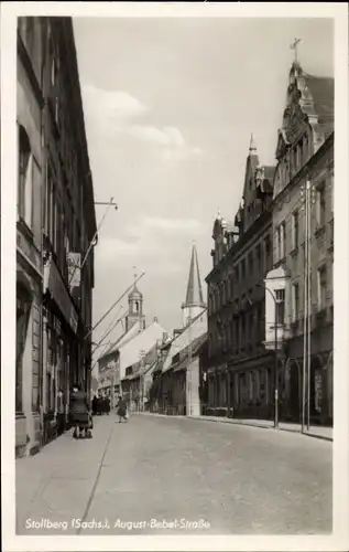 Ak Stollberg im Erzgebirge, August Bebel Straße