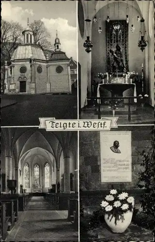 Ak Telgte in Westfalen, Kirche, Innen- und Außenansicht, Altar
