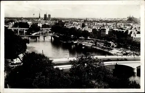 Ak Paris IV Ile de la Cité, Cathédrale Notre Dame, Vue general de la Seine