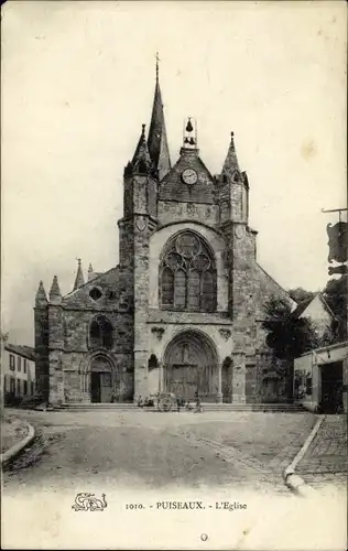 Ak Puiseaux Loiret, L'Eglise, Kirche, Platz