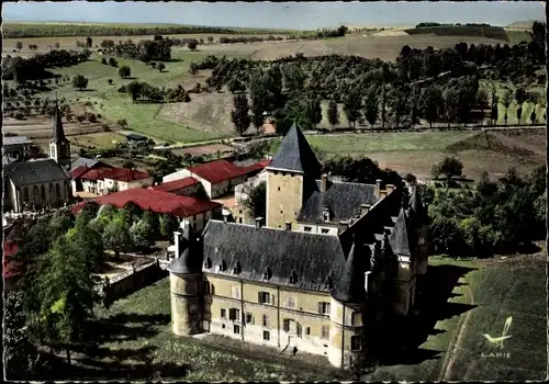 Ak Fléville Meurthe-et-Moselle, Le Chateau, Luftaufnahme, Schloss