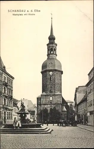 Ak Bad Schandau Sächsische Schweiz, Kirche, Marktplatz