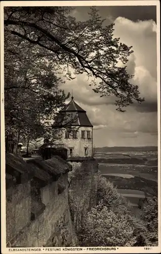 Ak Königstein an der Elbe Sächsische Schweiz, Festung Königstein, Friedrichsburg, Aussicht