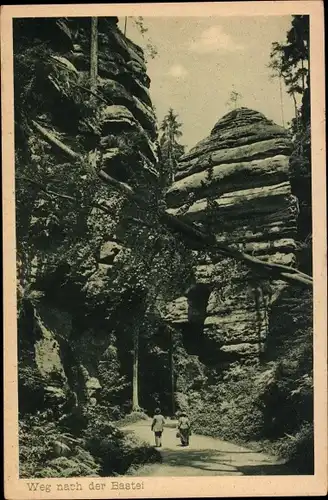 Ak Lohmen Sächsische Schweiz, Bastei, Felsen