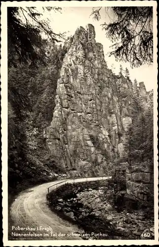 Ak Pobershau Marienberg im Erzgebirge, Nonnenfelsen im Tal der schwarzen Pockau