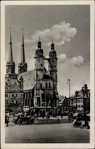 Ak Halle an der Saale, Marktplatz, Straßenbahn