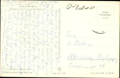 Ak Neubrandenburg in Mecklenburg Vorpommern, Wiekhäuschen an der Stadtmauer