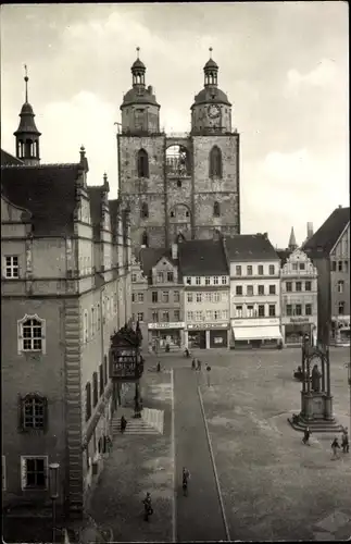 Ak Lutherstadt Wittenberg, Markt und Stadtkirche, Denkmal