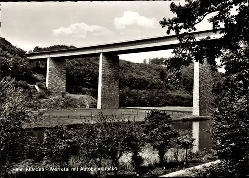 Ak Hann. Münden in Niedersachsen, Werratal mit Autobahnbrücke