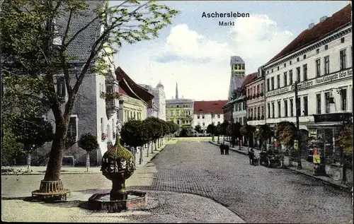 Ak Aschersleben im Salzlandkreis, Markt, Straßenpartie