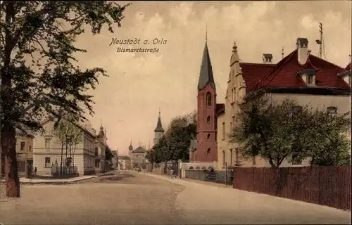 Ak Neustadt an der Orla Thüringen, Bismarckstraße, Kirche