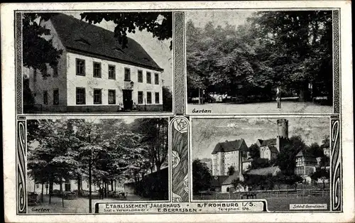Ak Frohburg in Sachsen, Etablissement Jägerhaus, Garten, Eingang, Schloss