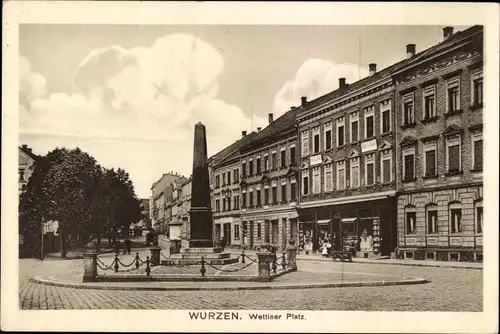 Ak Wurzen in Sachsen, Wettiner Platz mit Denkmal