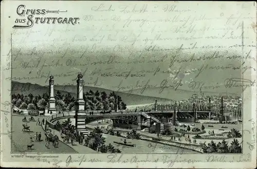 Passepartout Ak Stuttgart in Württemberg, Panorama