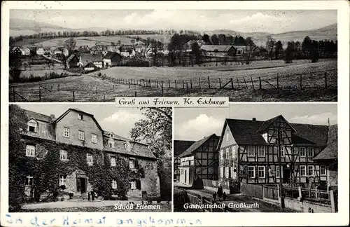 Ak Friemen Waldkappel in Hessen, Total, Schloss, Gasthof Großkurth