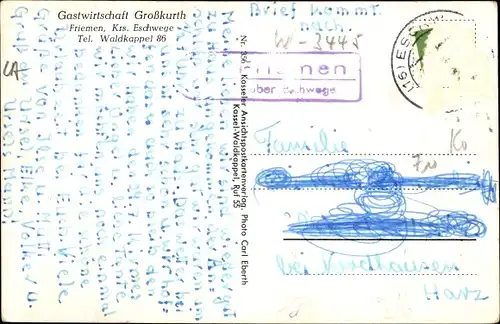 Ak Friemen Waldkappel in Hessen, Total, Schloss, Gasthof Großkurth