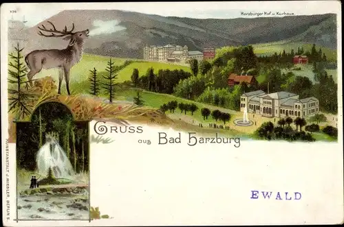 Ak Bad Harzburg am Harz, Harzburger Hof und Kurhaus, Hirsch