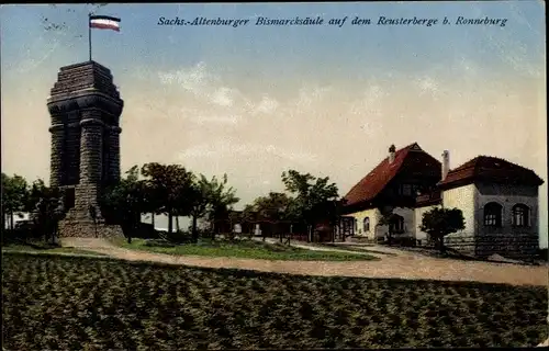 Ak Rückersdorf bei Ronneburg in Thüringen, Bismarcksäule auf dem Reusterberge