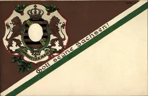 Präge Wappen Litho Gott segne Sachsen