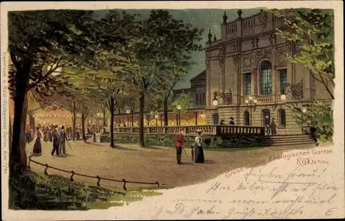 Mondschein Litho Litho Köln am Rhein, Zoologischer Garten, Restaurant