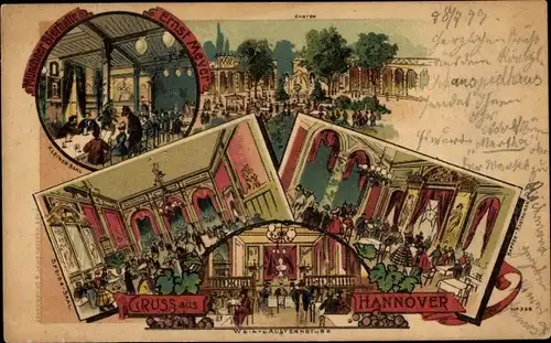 Litho Hannover in Niedersachsen, Münchner Bierhalle, Wein- & Austernstube