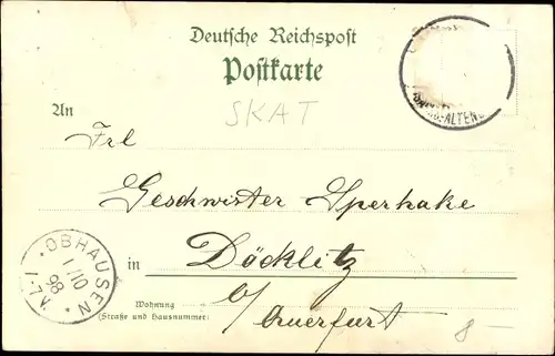 Litho Altenburg in Thüringen, Bauernhaus, Skatspieler, Skatstadt