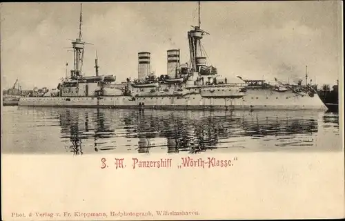 Ak Wilhelmshaven in Niedersachsen, S. M. Panzerschiff Wörth-Klasse