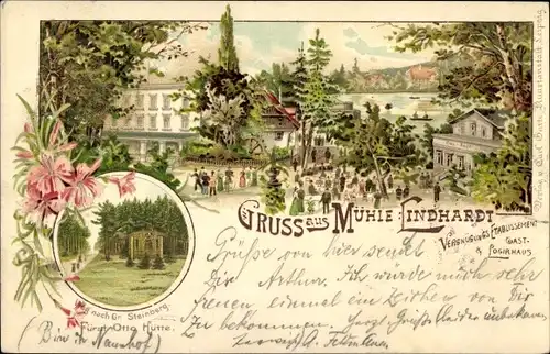 Litho Naunhof bei Leipzig, Mühle Lindhardt, Fürst Otto Hütte