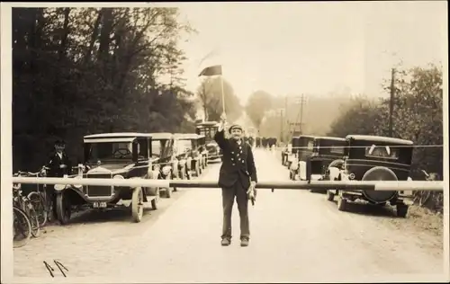 Foto Ak Zoll, Landesgrenze, Autos