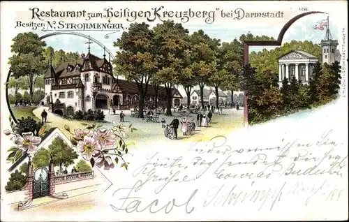 Litho Darmstadt in Hessen, Restaurant zum heiligen Kreuzberg