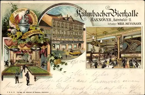 Litho Hannover in Niedersachsen, Kulmbacher Bierhalle, Wilh. Mussmann