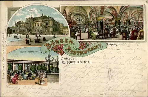 Litho Leipzig in Sachsen, Börsen Restaurant, Inh. E. Haberkorn, Bruno Bürger