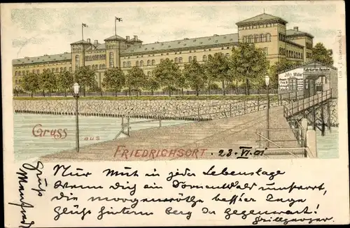 Litho Friedrichsort Kiel in Schleswig Holstein, Ortsansicht, Brücke