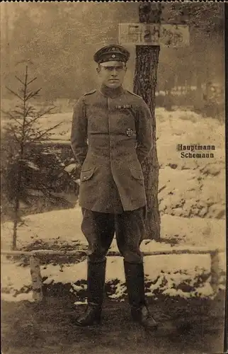 Foto Ak Deutscher Soldat in Uniform, Hauptmann Schemann, I. WK