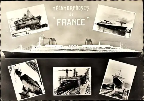 Ak Dampfer France, CGT French Line, Passagierschiff, Metamorphoses de France