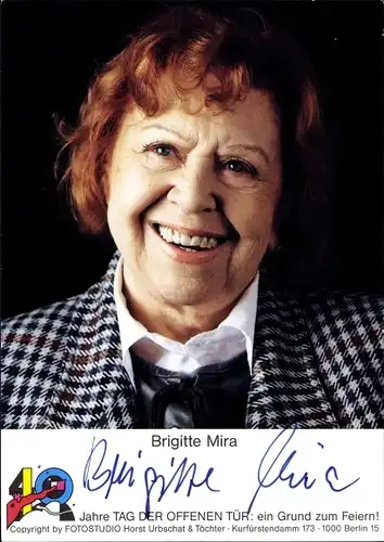 Ak Schauspielerin und Sängerin Brigitte Mira, Portrait, Autogramm, Jedermann
