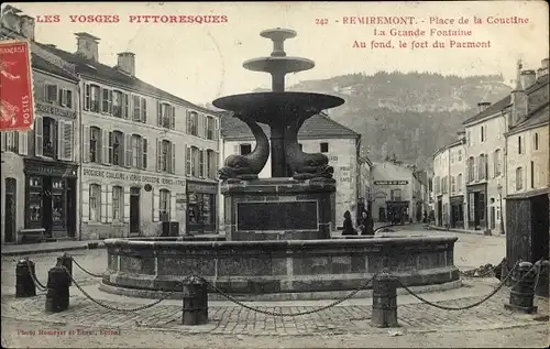 Ak Remiremont Lothringen Vosges, Place de la Courtine, la Grande Fontaine