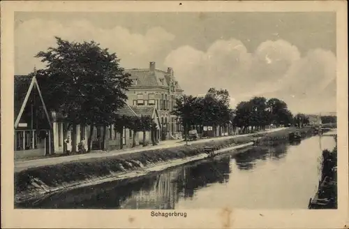 Ak Schagerbrug Nordholland Niederlande, Partie am Kanal, Haus