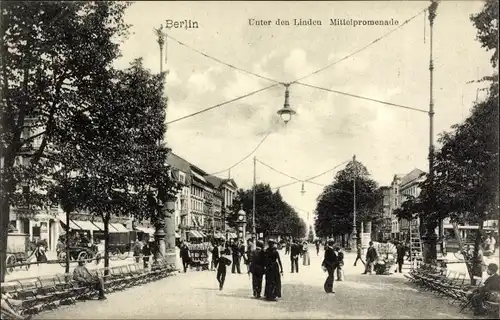 Ak Berlin, Unter den Linden, Mittelpromenade