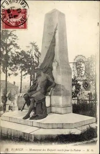 Ak Elbeuf Seine Maritime, Monument des Enfants morts pour la Patrie