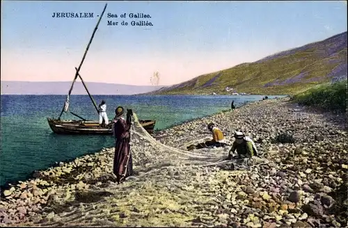 Ak Jerusalem Israel, Sea of Galilee, See Genezareth, Fischerboot