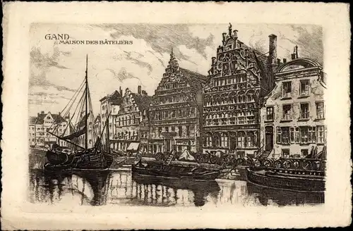 Künstler Ak Gand Gent Ostflandern, Maison des Bateliers